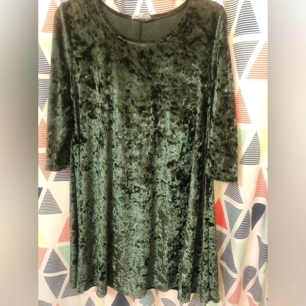 Green soft  velvet tunic/mini dress